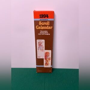 Vintage 1994 Reversible Scroll Cane Wall Calendar